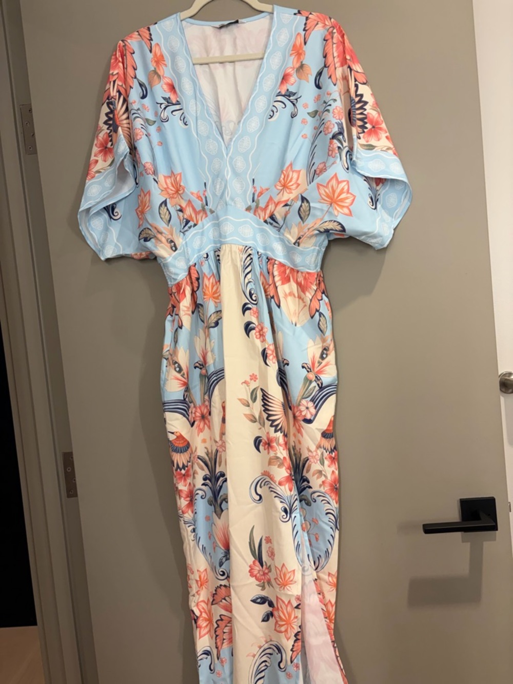 Cupshe Light Blue and Cream Floral Maxi Dress - Picture 2 of 16